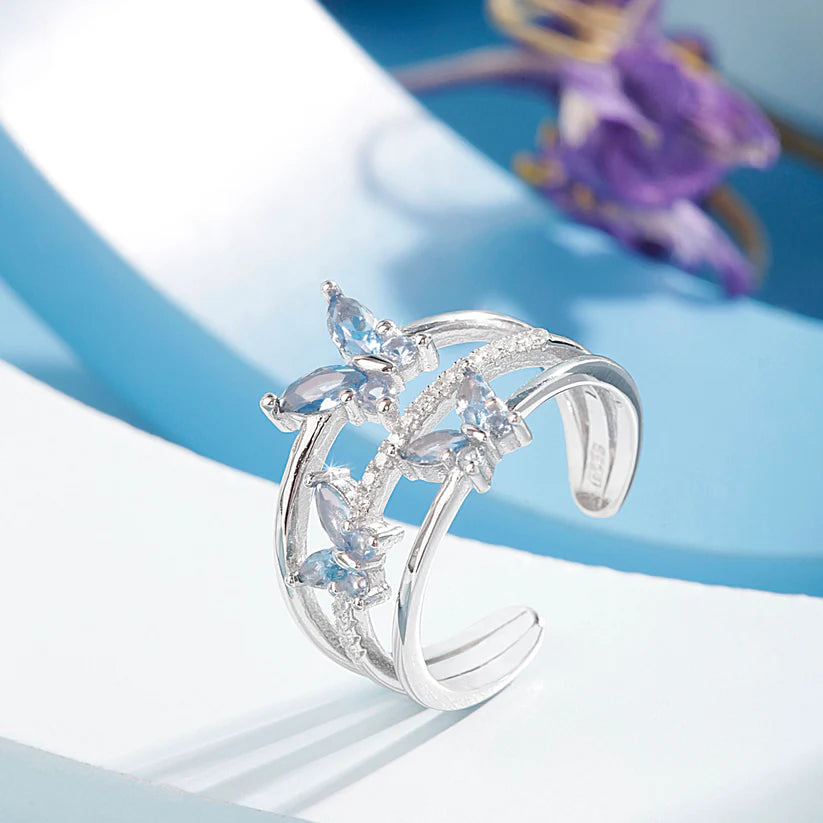 Silver Tri-Butterfly Ring